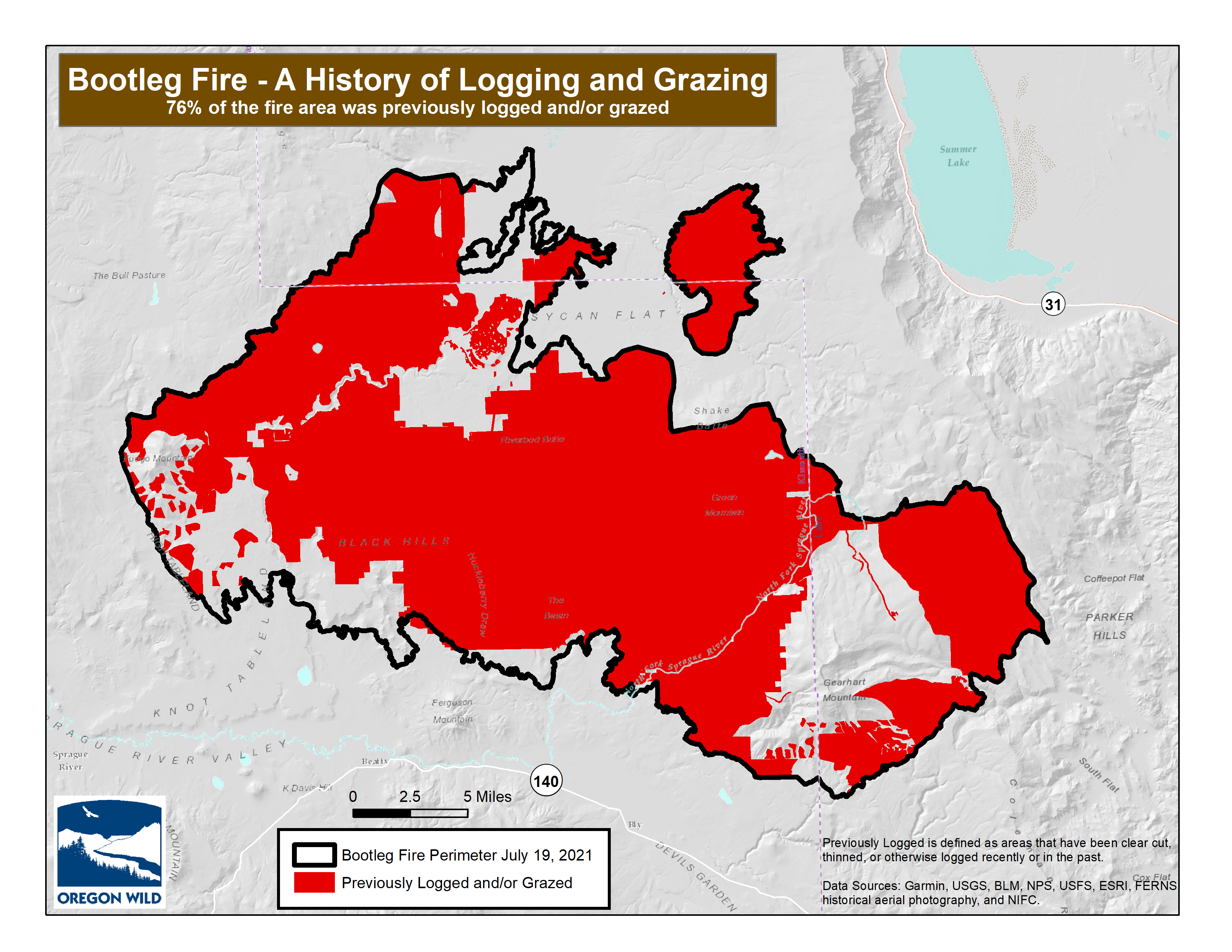 july 19, 2021 map analysis - logging and grazing across the bootleg fire perimeter