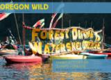 Oregon Wild Winter Spring Newsletter 2023 cover - women and men in kayaks on the water folding up a massive banner "Forest Defense is Watershed Defense"